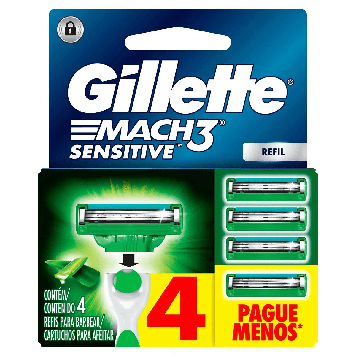 Carga para Aparelho de Barbear Gillette Mach3 Sensitive 4 Unidades